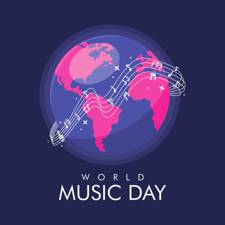 vector world music day post template flat designのイラスト素材