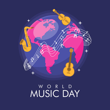 world music day poster template vector flat designのイラスト素材