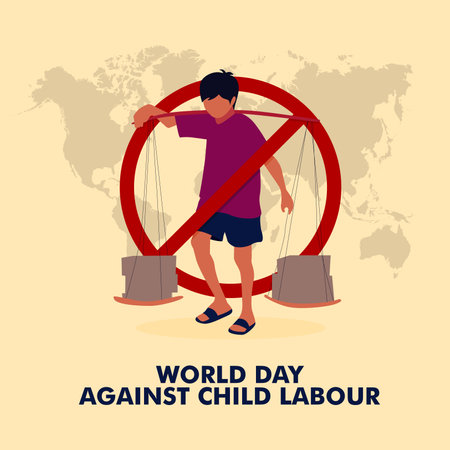 world day against child labour poster template vector flat designのイラスト素材