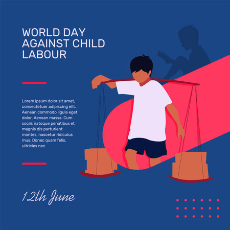 world day against child labour post template vector flat designのイラスト素材