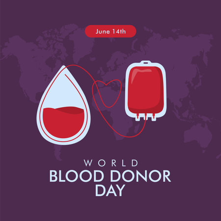 vector world blood donor day poster template flat designのイラスト素材