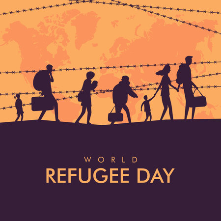 vector world refugee day background template flat designのイラスト素材