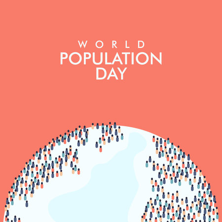 vector world population day background template flat designのイラスト素材