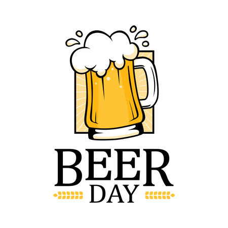 vector international beer day poster template flat designのイラスト素材