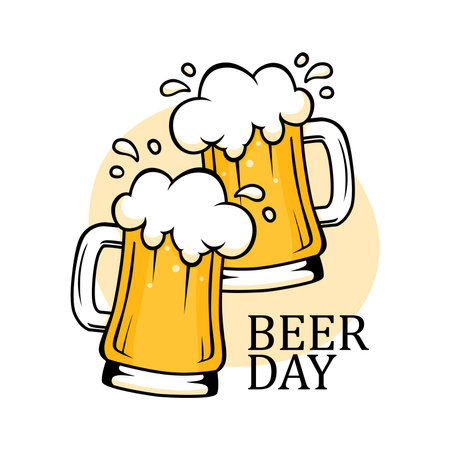 vector beer day poster template flat designのイラスト素材