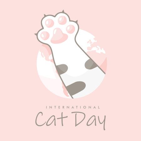 international cat day poster template vector flat designのイラスト素材