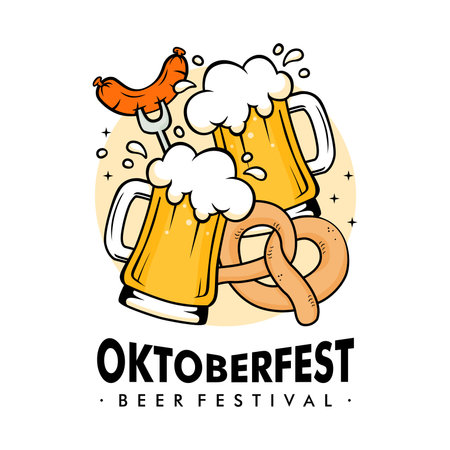 vector oktoberfest banner template design flat designのイラスト素材