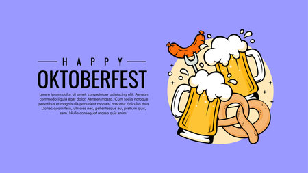 vector oktoberfest background template design flat designのイラスト素材