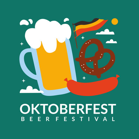 vector oktoberfest background template for beer festival flat designのイラスト素材
