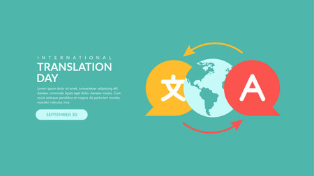 vector international translation day background template flat designのイラスト素材