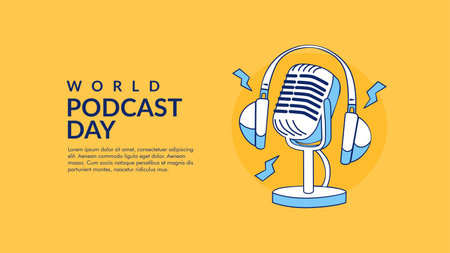 vector world podcast day background template flat designのイラスト素材