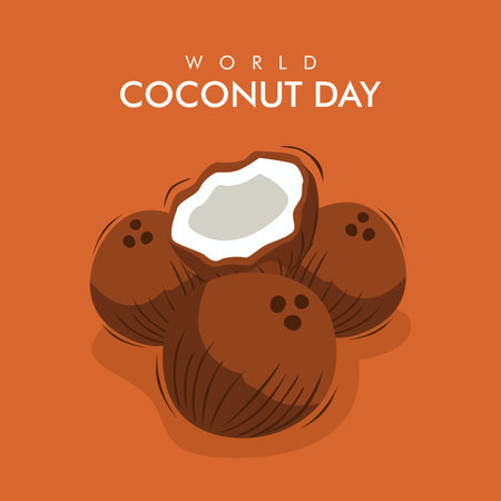 vector world coconut day poster template flat designのイラスト素材