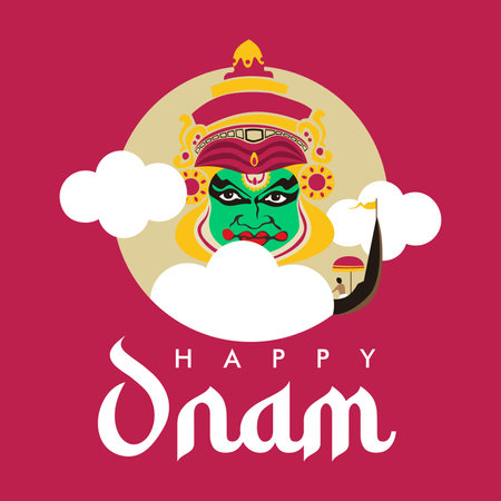 vector happy onam post template flat designのイラスト素材