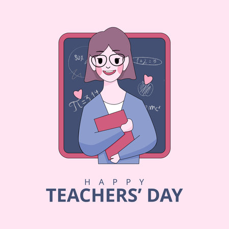 vector happy teachers day greeting card design template flat designのイラスト素材