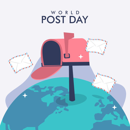 vector world post day poster template flat designのイラスト素材