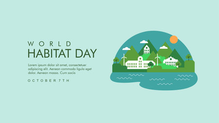 vector world habitat day background template flat designのイラスト素材
