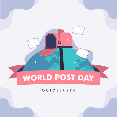 vector world post day poster template flat designのイラスト素材