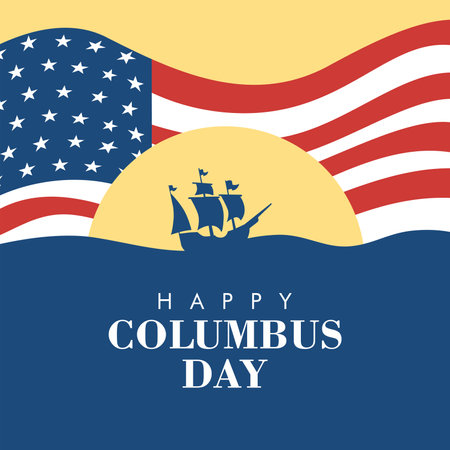 vector happy columbus day banner template flat designのイラスト素材