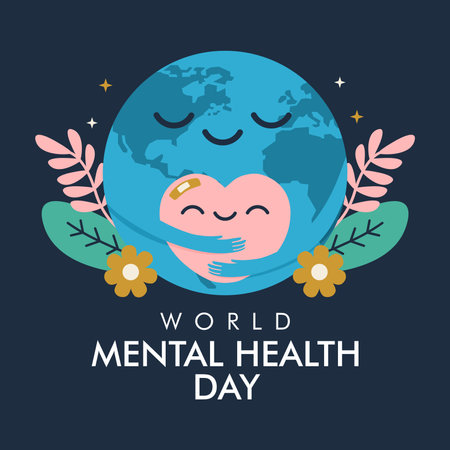 vector world mental health day poster template flat designのイラスト素材