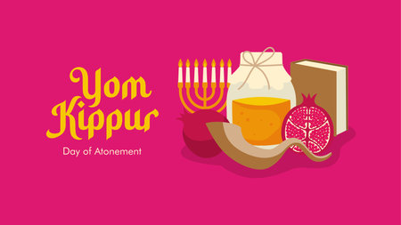 vector yom kippur background template flat designのイラスト素材
