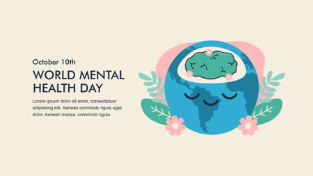 vector world mental health day background template flat designのイラスト素材