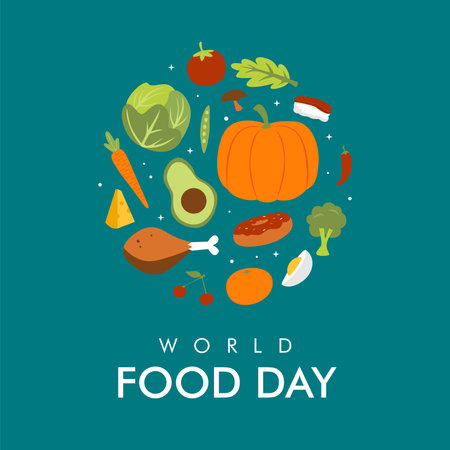 vector world food day banner template flat designのイラスト素材