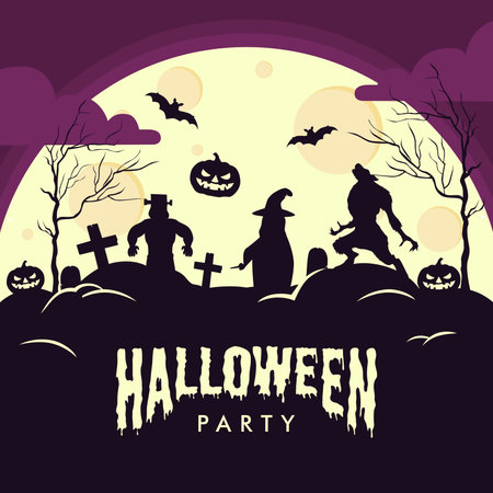 halloween party background template vector flat designのイラスト素材