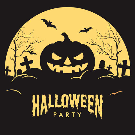 halloween party poster background template vector flat designのイラスト素材
