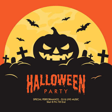 vector halloween party background template flat designのイラスト素材