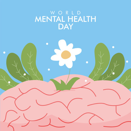 vector world mental health day poster template flat designのイラスト素材