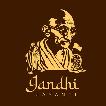vector mahatma gandhi jayanti poster template flat designのイラスト素材
