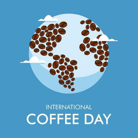 vector international coffee day background template flat designのイラスト素材