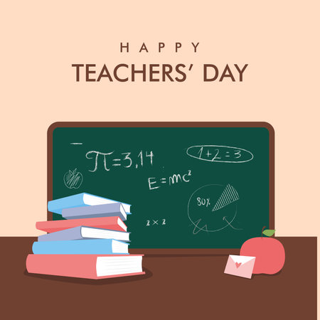 happy world teachers day card template vector flat designのイラスト素材