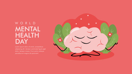 vector world mental health day banner template flat designのイラスト素材