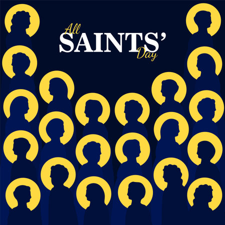 vector all saints day banner template flat designのイラスト素材