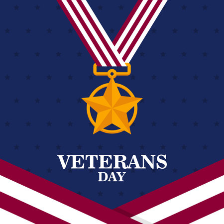 vector veterans day poster template flat designのイラスト素材