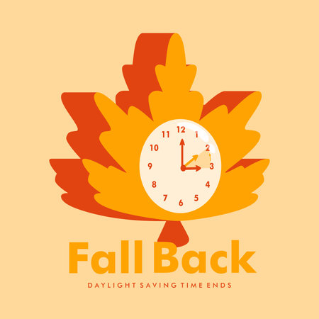 vector daylight saving time ends on fall poster template flat designのイラスト素材