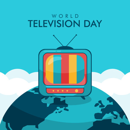vector world television day poster template flat designのイラスト素材