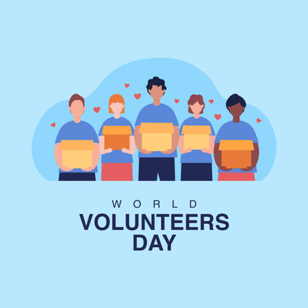 vector world volunteers day poster template flat designのイラスト素材