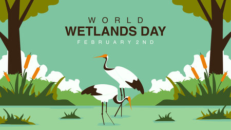 vector world wetlands day banner template flat designのイラスト素材