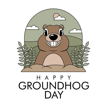 vector happy groundhog day poster template flat designのイラスト素材