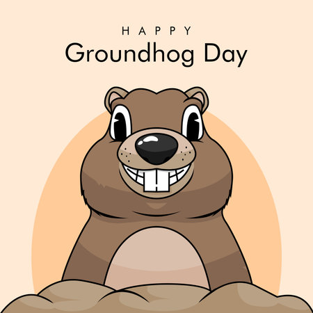 vector happy groundhog day banner template flat designのイラスト素材