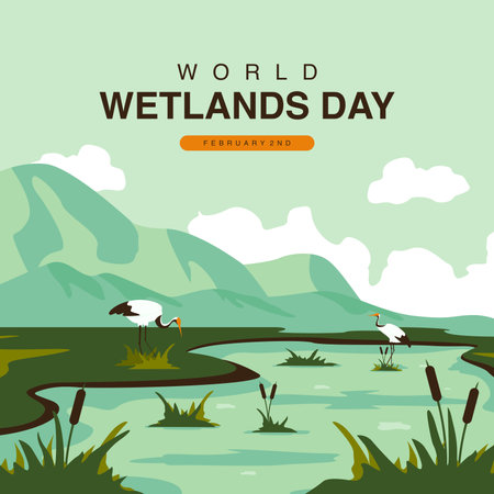 vector world wetlands day greeting template flat designのイラスト素材