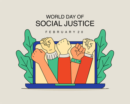 vector world day of social justice background template flat designのイラスト素材