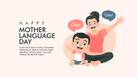 vector international mother language day background template flat designのイラスト素材