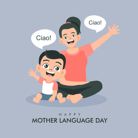 vector international mother language day poster template flat designのイラスト素材
