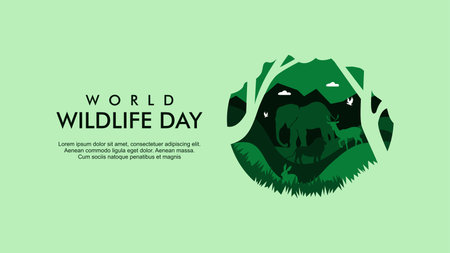 vector world wildlife day background template flat designのイラスト素材