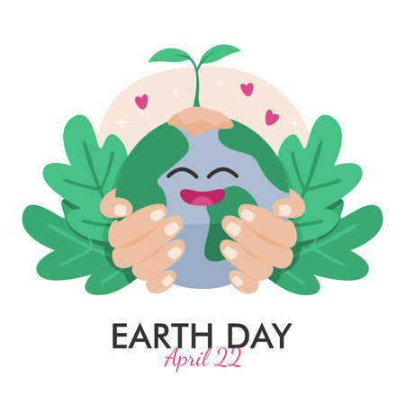 vector mother earth day background template flat designのイラスト素材
