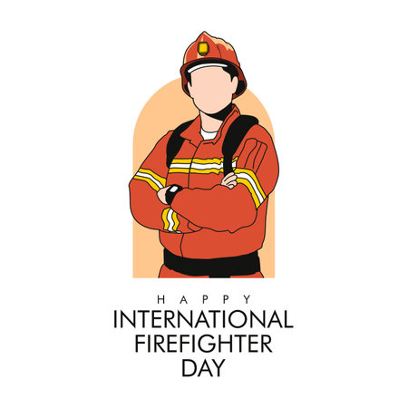 vector international firefighter day poster template flat designのイラスト素材