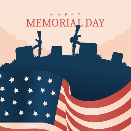 vector memorial day background template flat designのイラスト素材